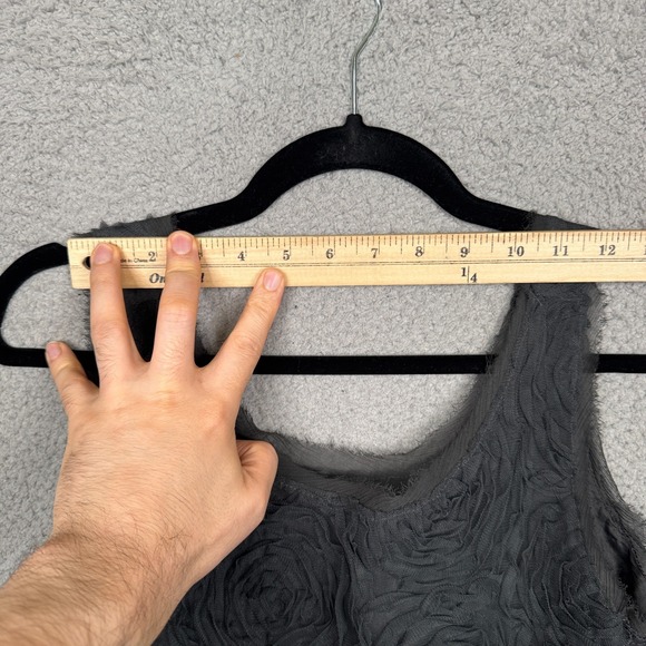 J Crew Dress Womens 2 Black Silk Lined Textured Tulle Shift Floral Romantic Goth - Picture 12 of 13